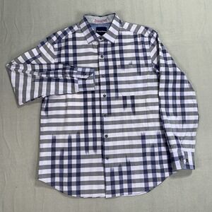 Tommy Bahama Mens M Plaid Button Down Shirt Long Sleeve 100% Cotton Preppy